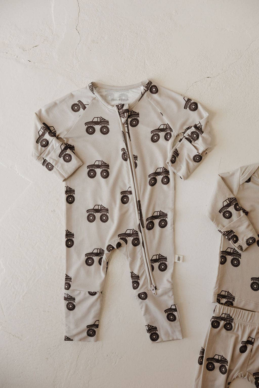 Bamboo Zip Pajamas | Monster Truck: 6-12 Months