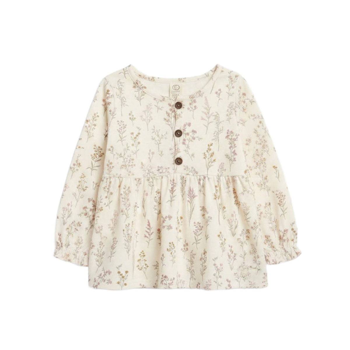Trudy Button Long Sleeve Top - Botanicals
