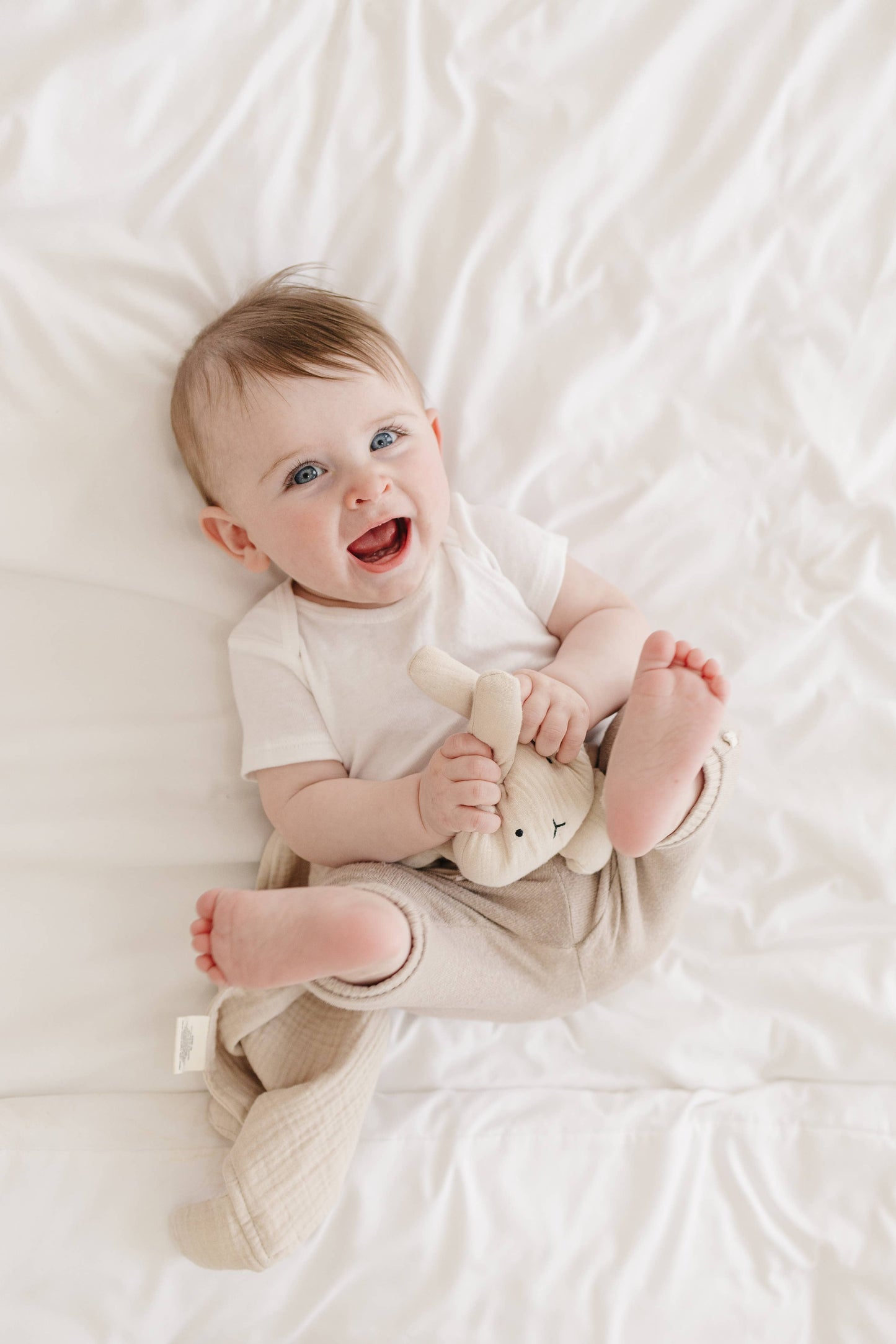 Organic Cotton Muslin Natural Sand Bunny Lovey Blanket