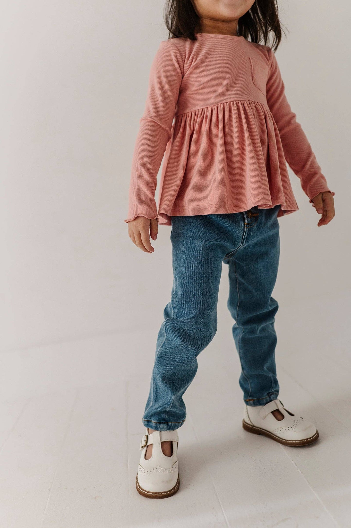 Babysprouts Girl's Paperbag Denim Pants: Mid Blue Wash