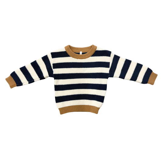 Babysprouts Knit Sweater: Charcoal Bronze Stripe