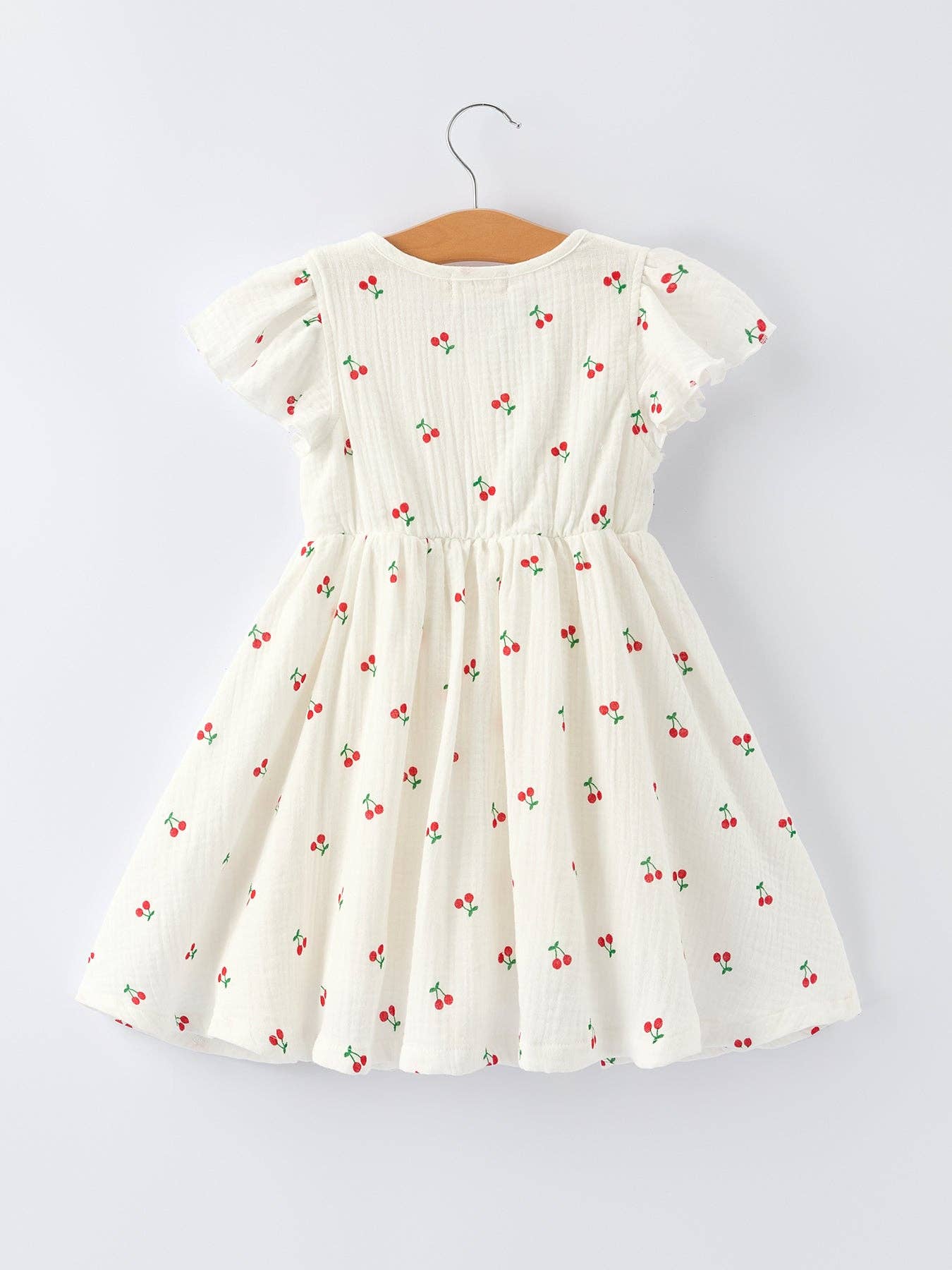 Cherry Print Girls Dress Ruffle Sleeves: 4