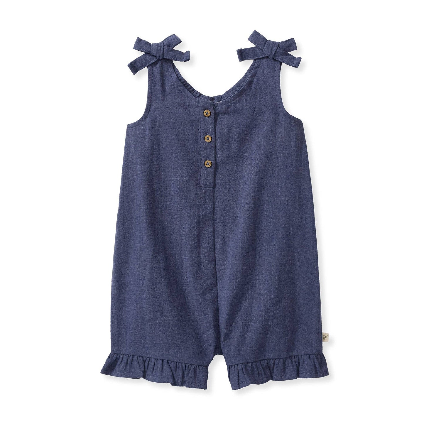 Check Gauze Blue Girl Romper - Blue Smoke: 2T