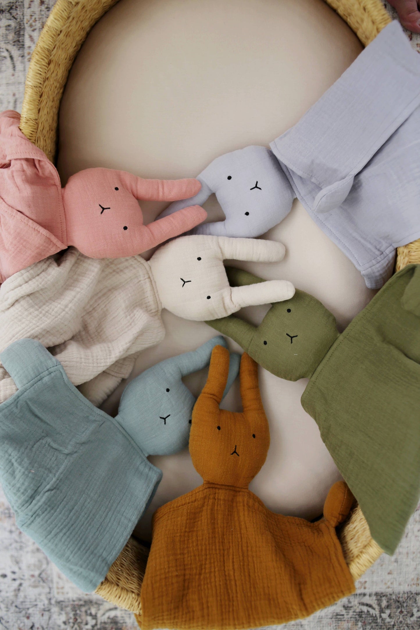 Organic Cotton Muslin Natural Sand Bunny Lovey Blanket