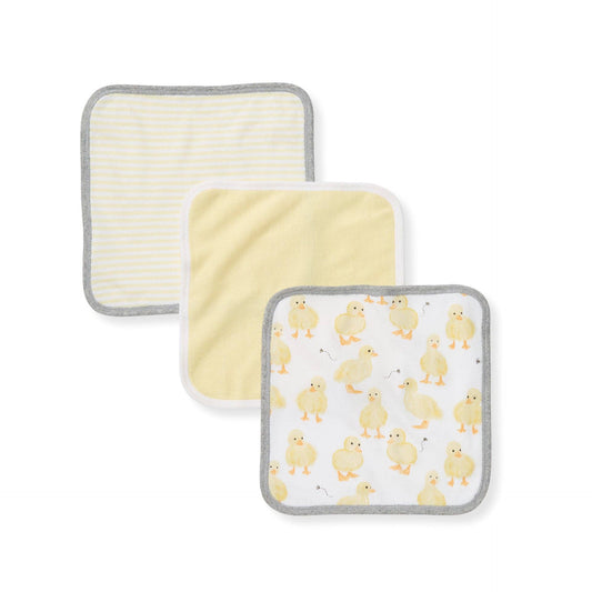 Little Ducks Organic Cotton Washcloths 3 Pack: Double Cream / One Size
