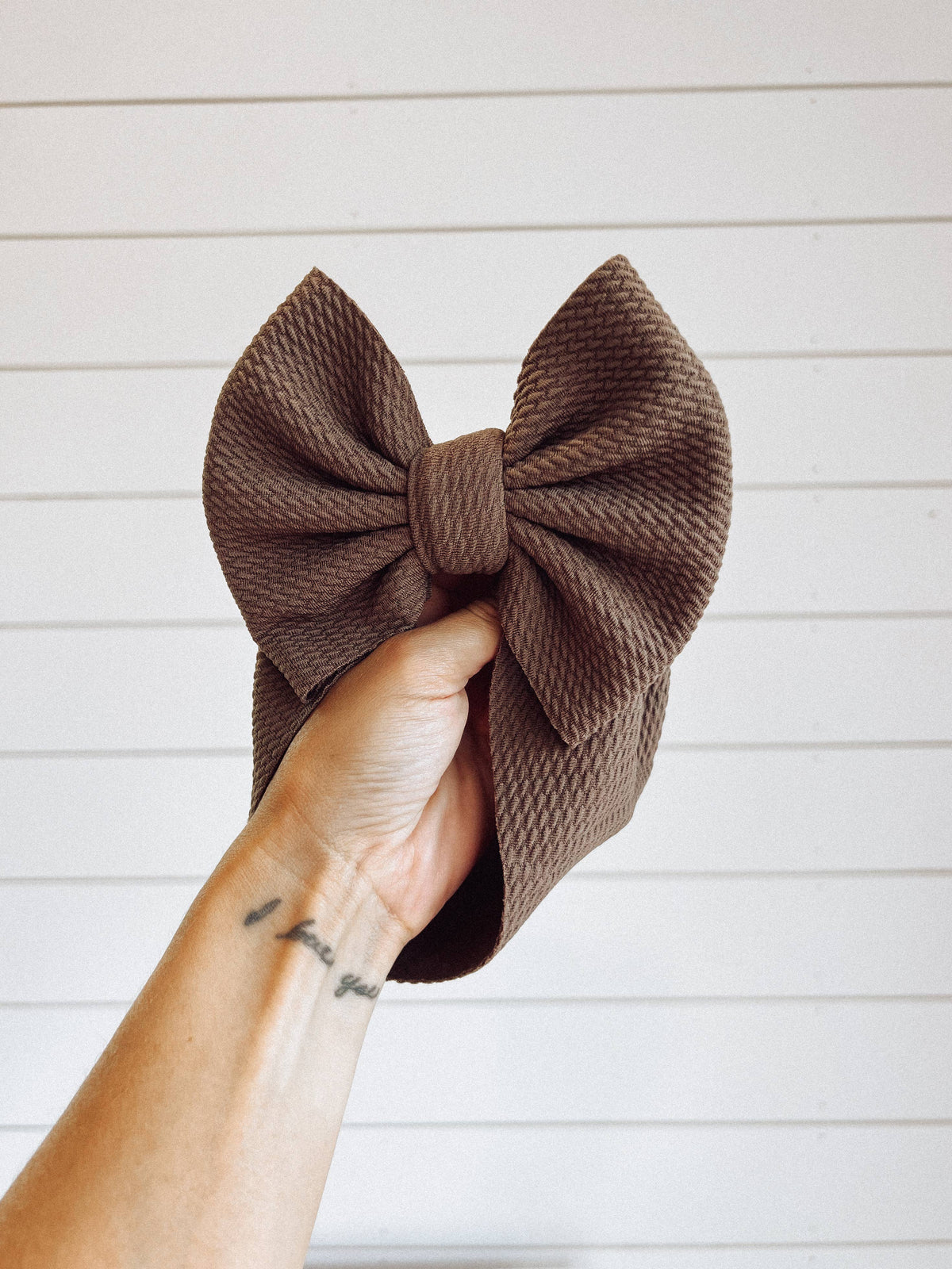 Chocolate Brown + Bullet Bow: INFANT HEADWRAP (5INCH BOW) BEST FITS 4-7M