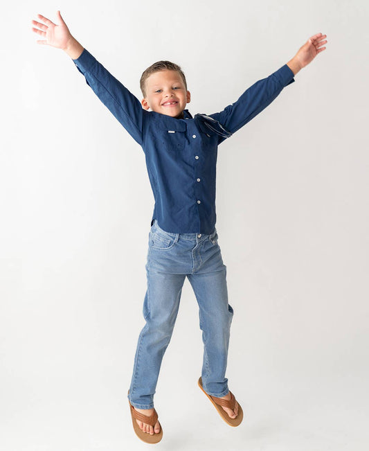 Boys Light Wash Denim Jeans: Blue