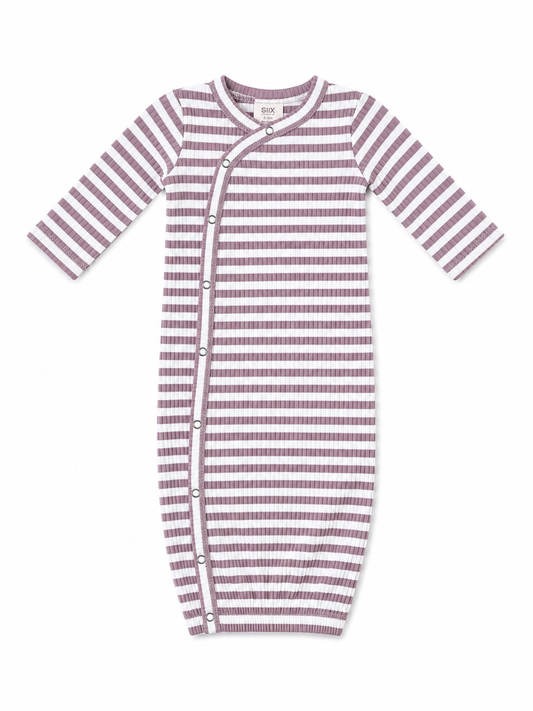 Violet Stripe / Ribbed Gown: 0-3M