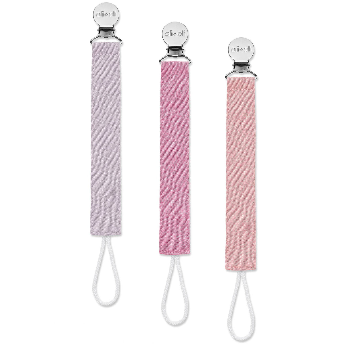 Ali+Oli Linen Pacifier Clips (set of 3): Forest