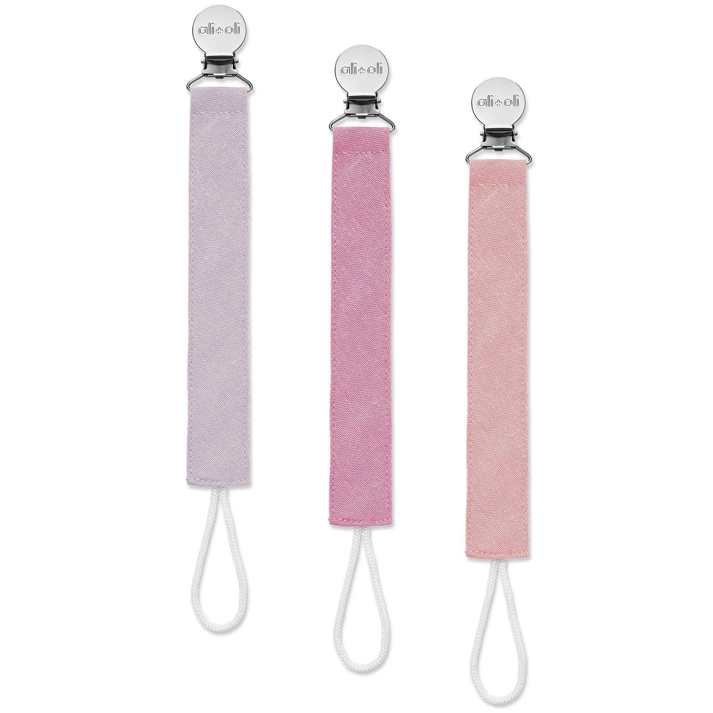 Ali+Oli Linen Pacifier Clips (set of 3): Sky