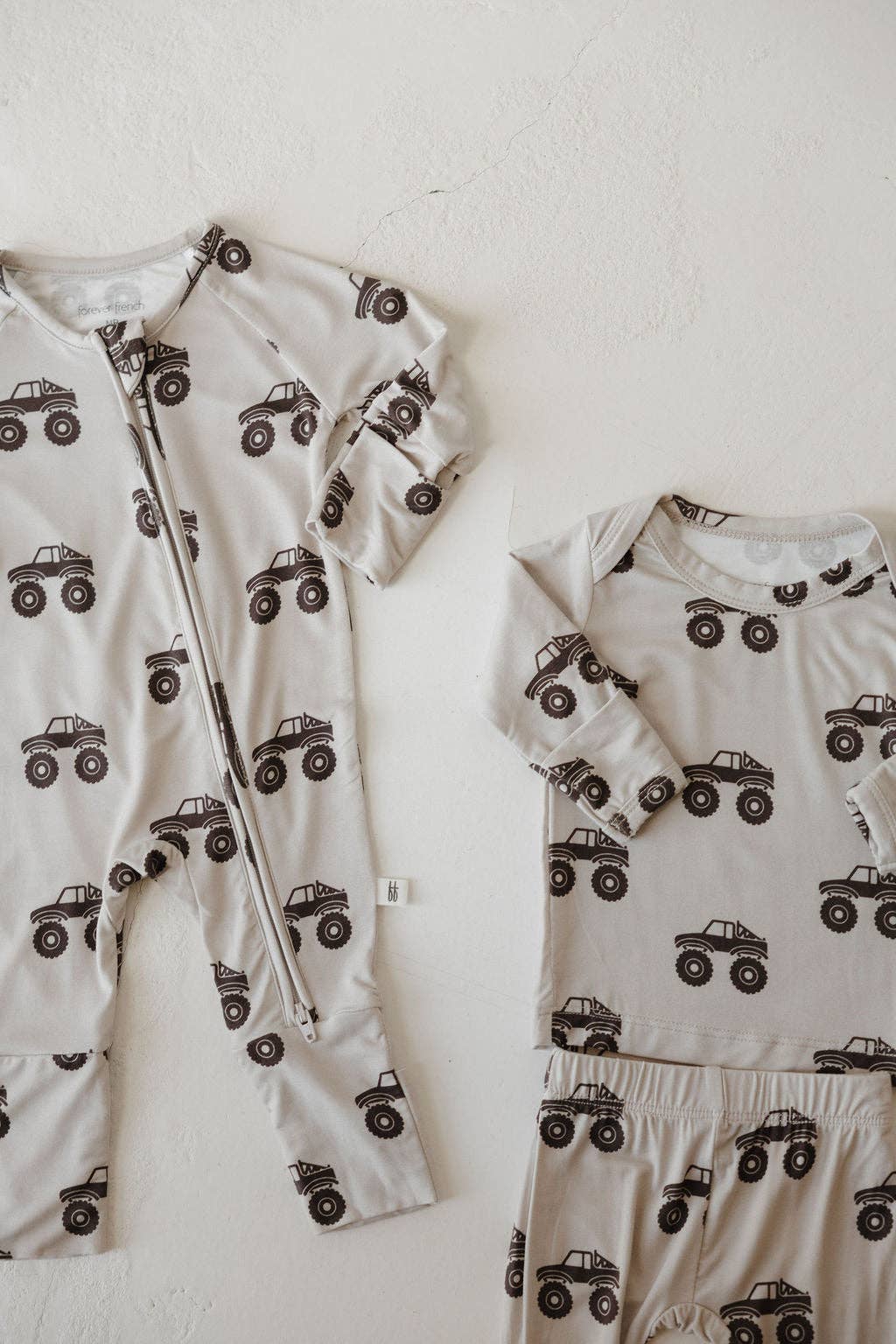 Bamboo Zip Pajamas | Monster Truck: 12-18 Months
