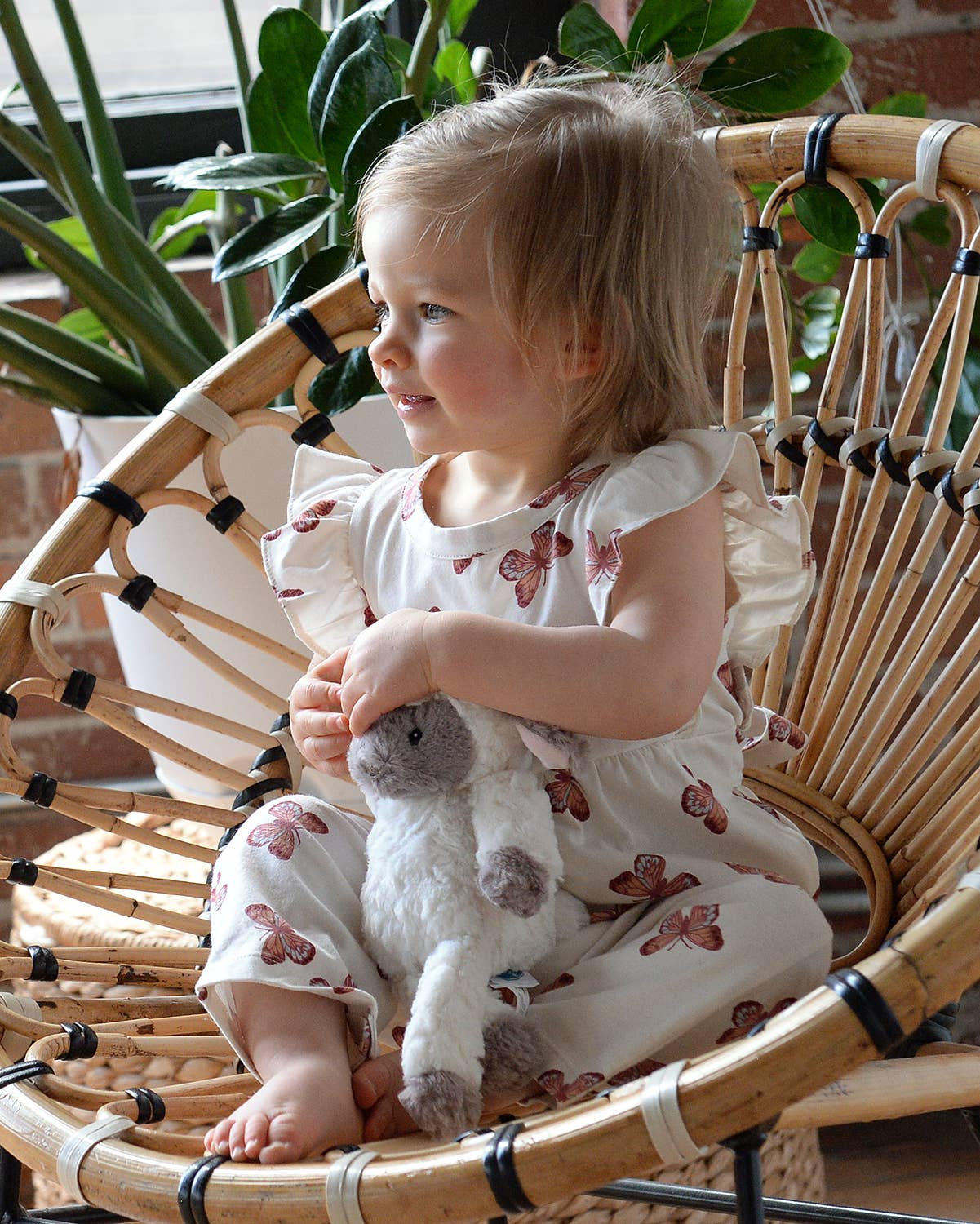 Baby Spring Flutter Long Romper- Butterflies: 6-9m