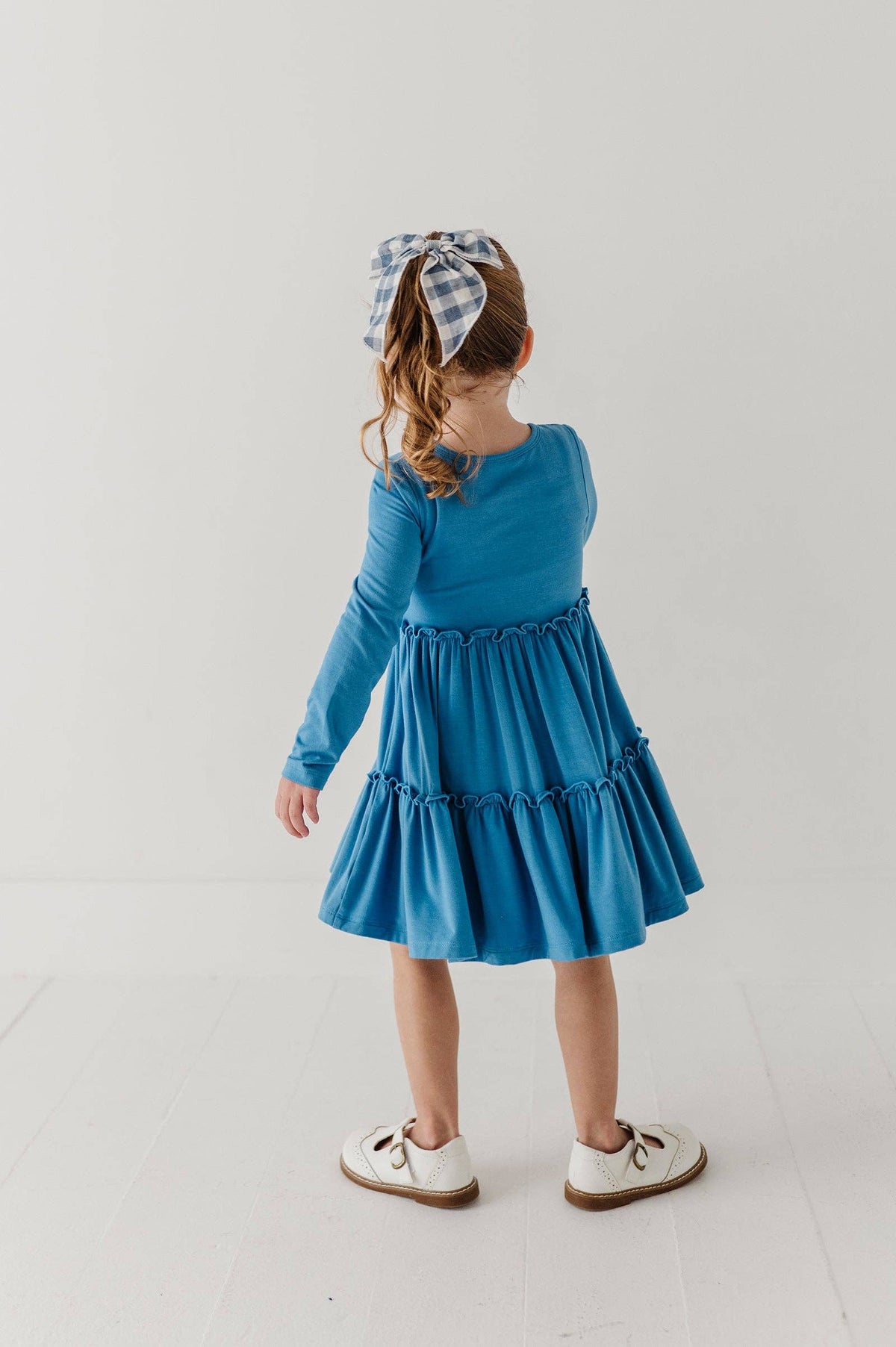 Babysprouts Girl's Long Sleeve Double Tiered Dress: Stonewash