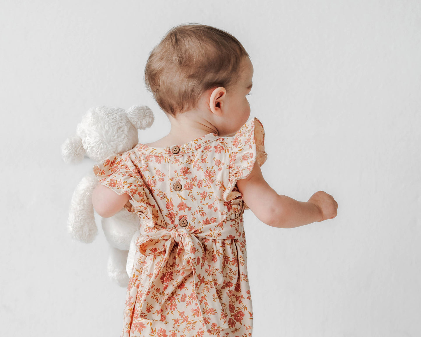 Flutter Long Romper- Blush Floral: 6-9m