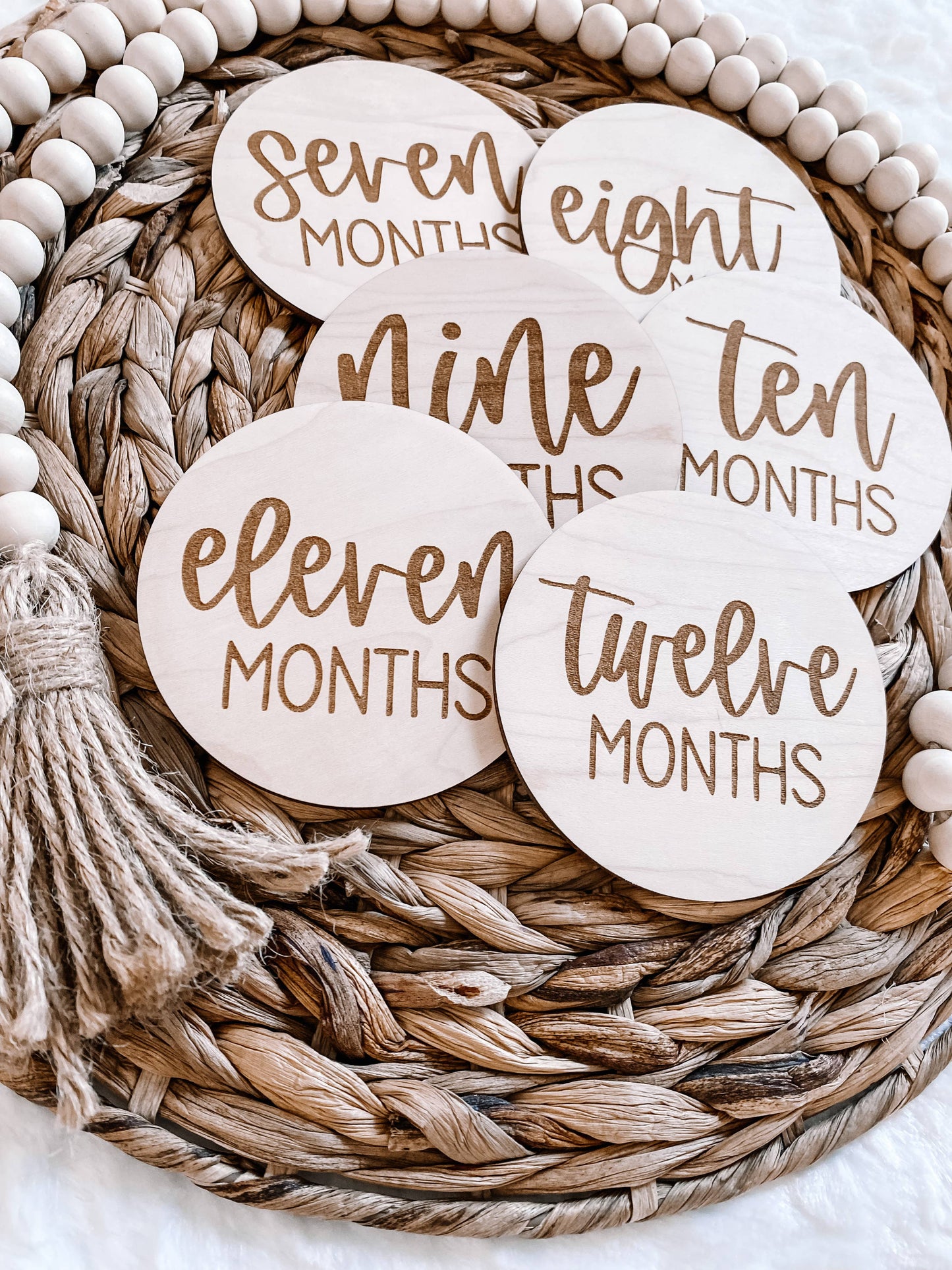 Wooden Monthly Milestone Disc Set: 12 pc set