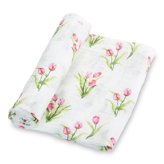 Baby Muslin Swaddle Blanket 47x47 Tulip Garden