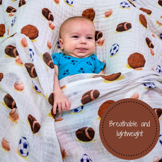 Baby Muslin Swaddle Blanket 47x47 Go Sports!