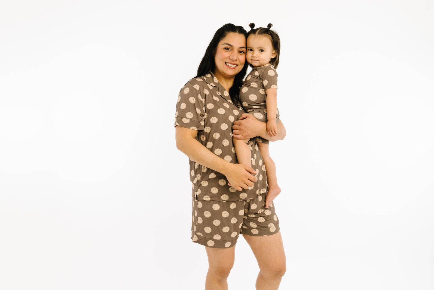 Neutral Smileys Bamboo Shorts Set: 3T