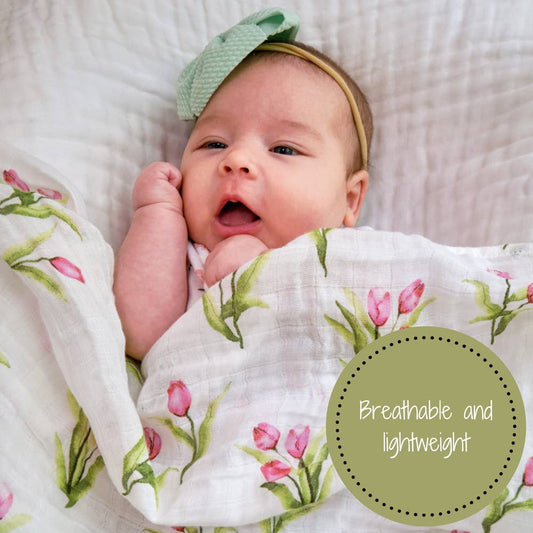 Baby Muslin Swaddle Blanket 47x47 Tulip Garden