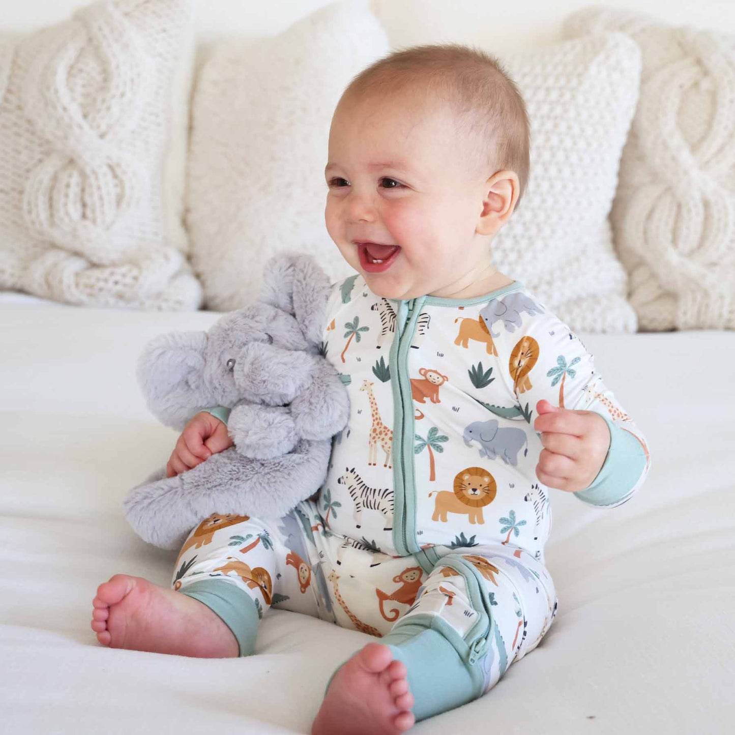 Safari Snuggles Convertible Zip Romper: 3-6 months