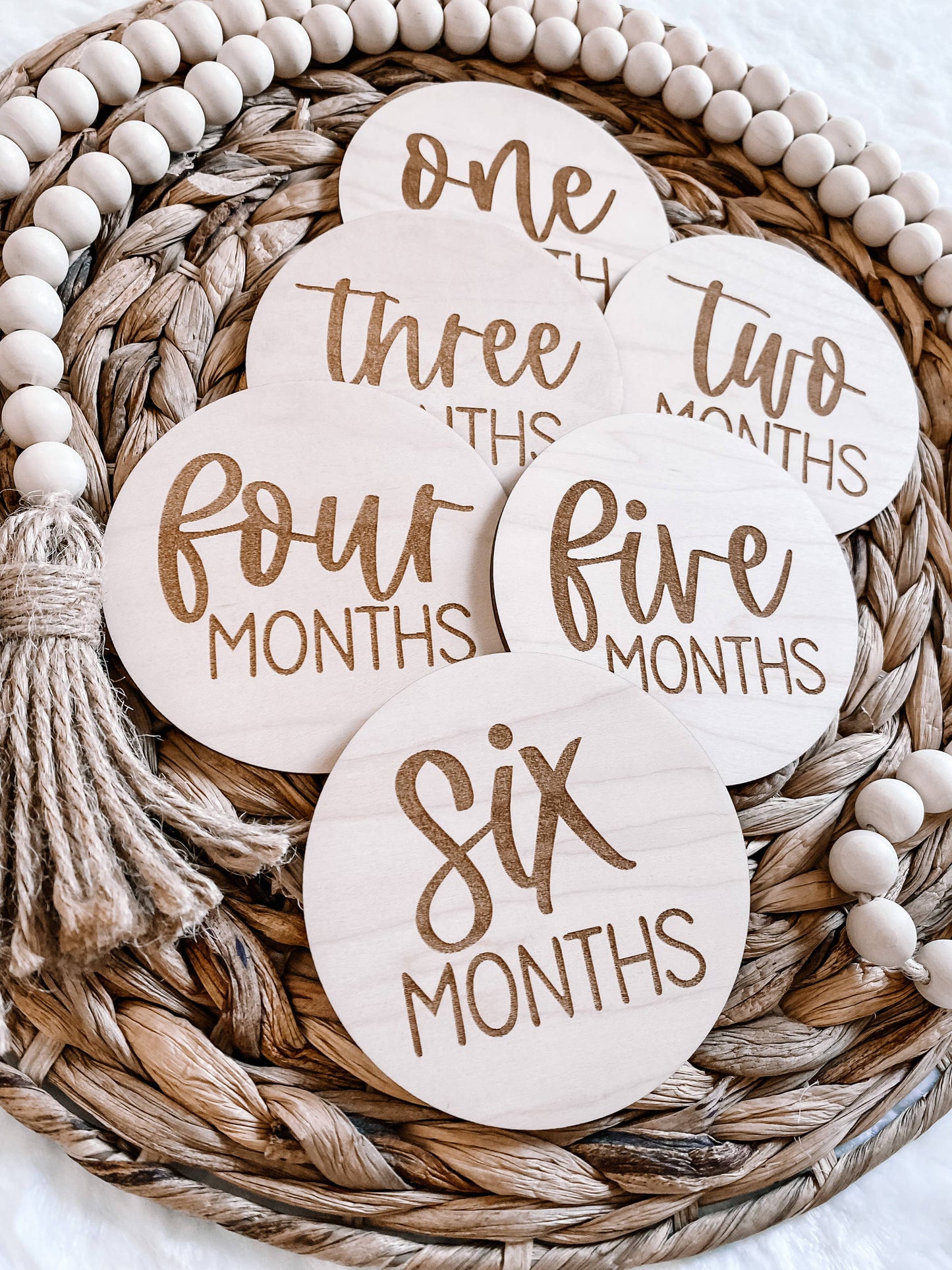 Wooden Monthly Milestone Disc Set: 12 pc set