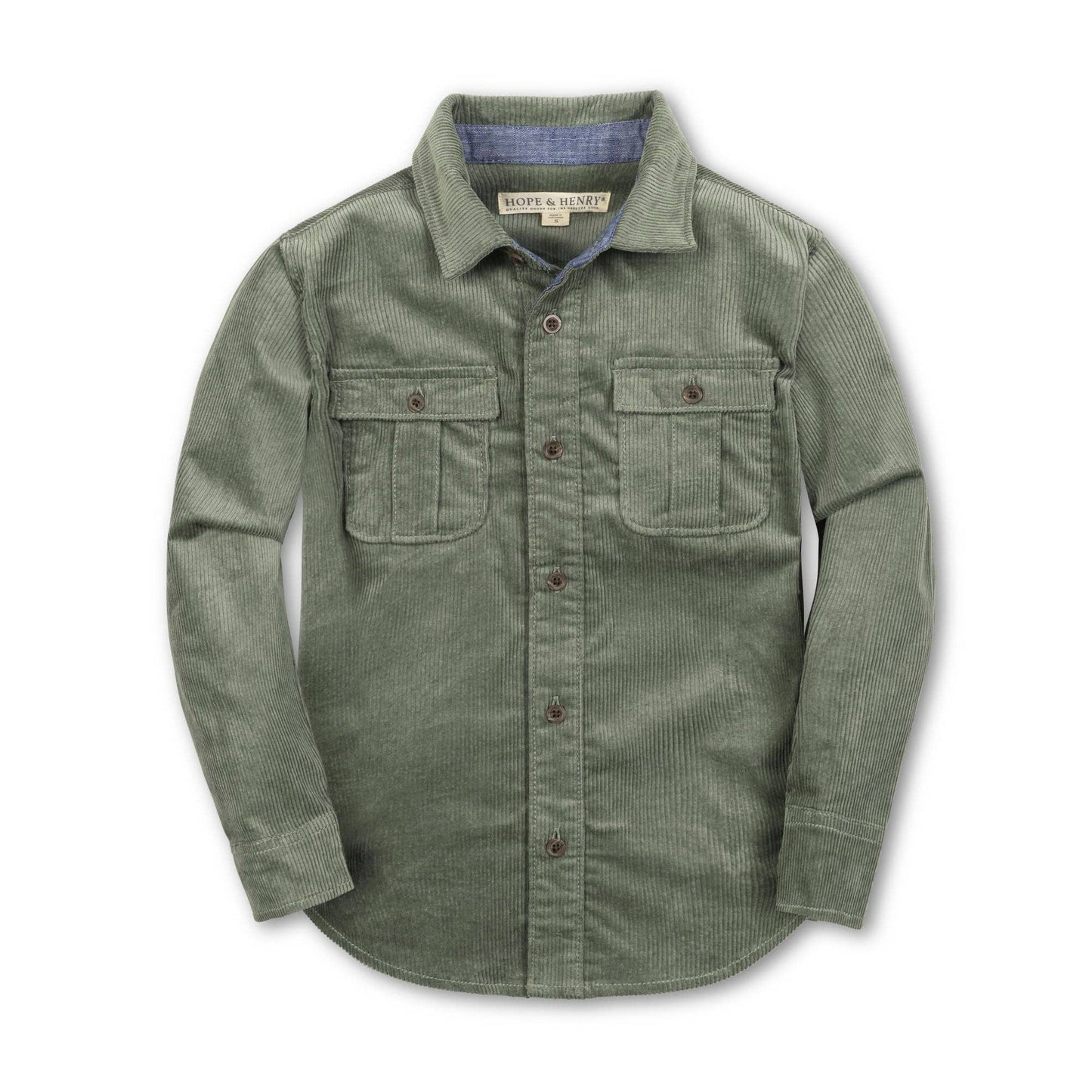 Organic Corduroy Flap Pocket Shirt: Sage