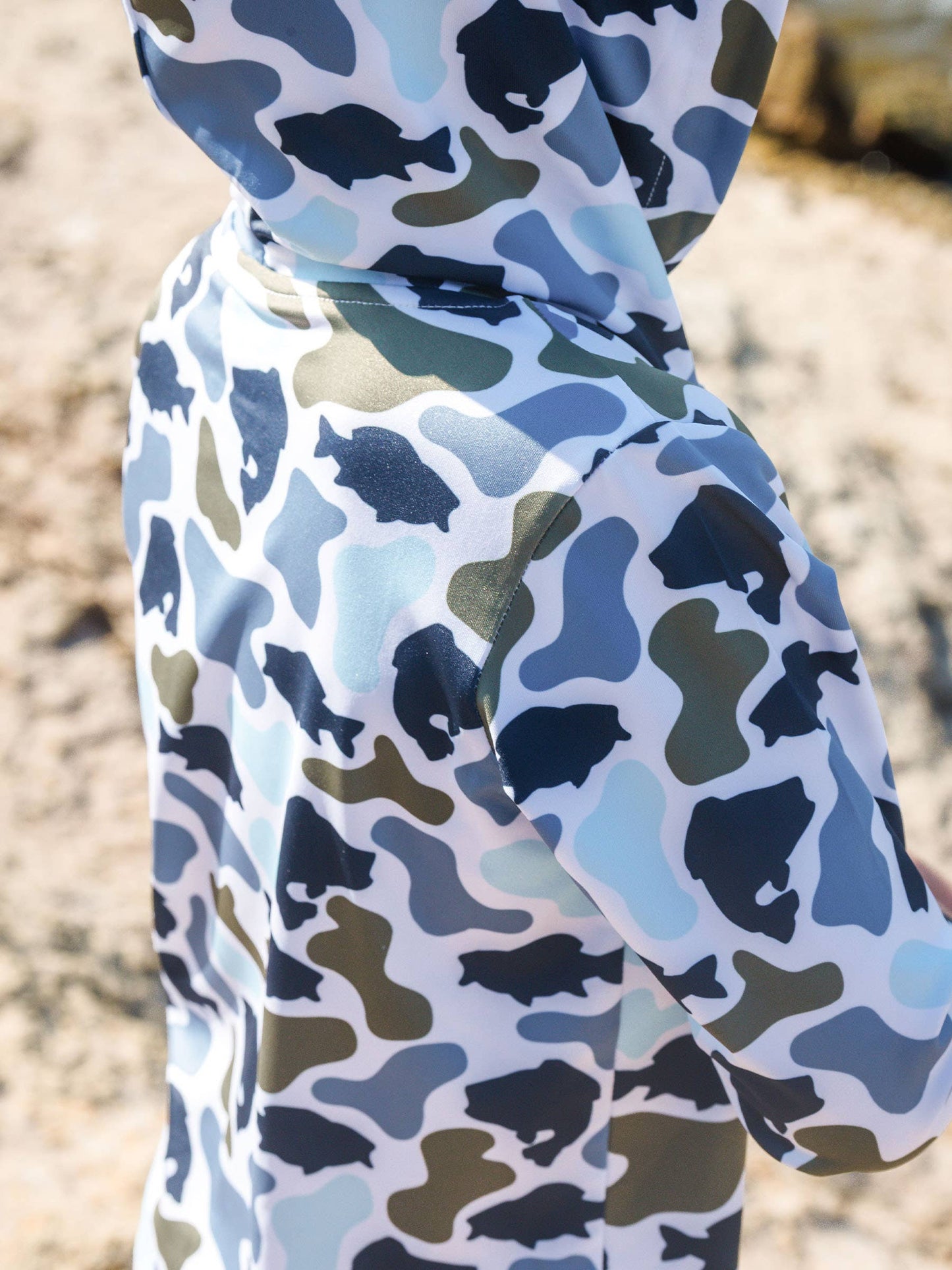 Boys Fish Camo Catch Performance Hooded Shirt: Multi-Color