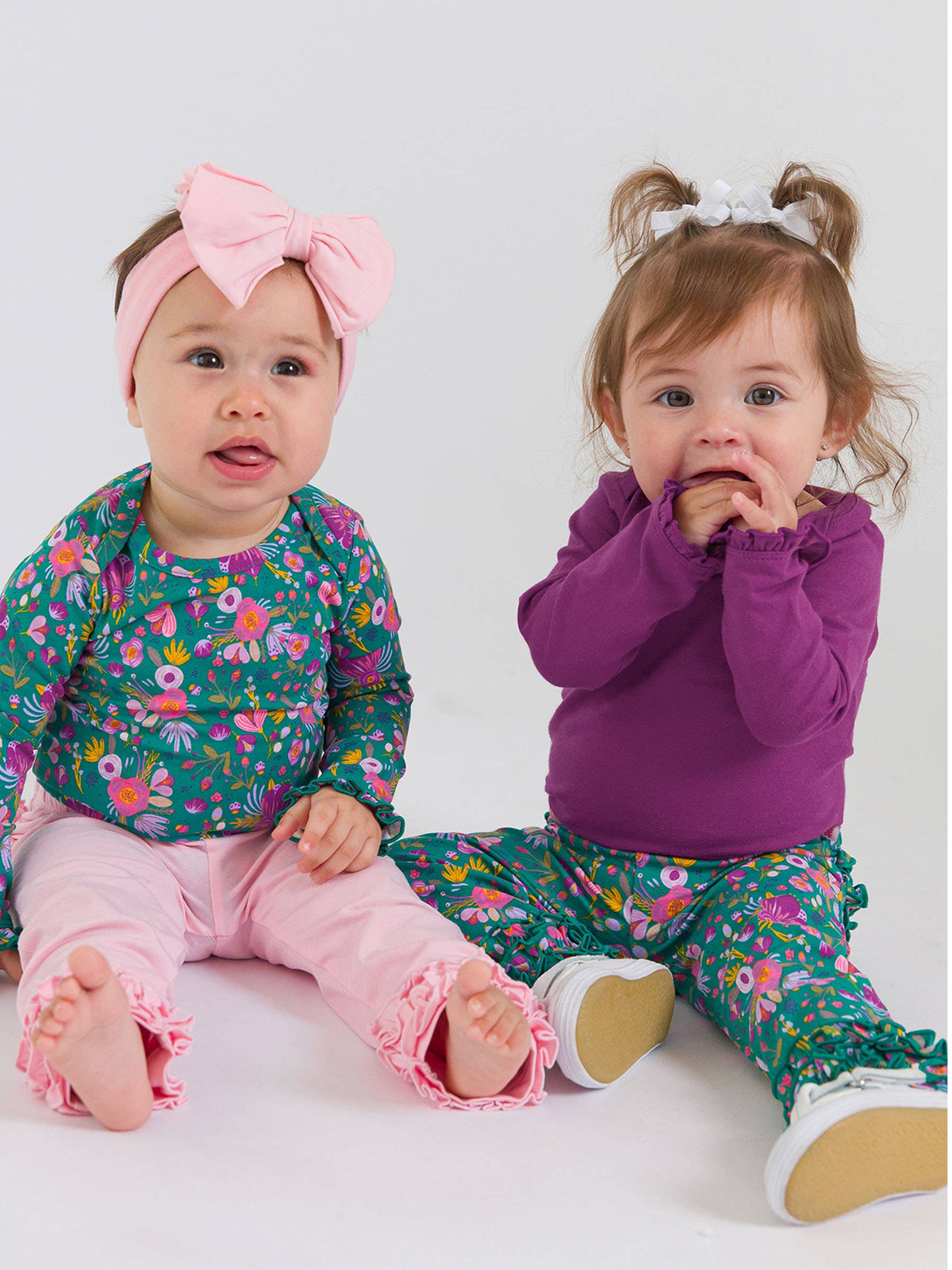Baby Girls Plum Tart Knit Long Sleeve Ruffle Bodysuit