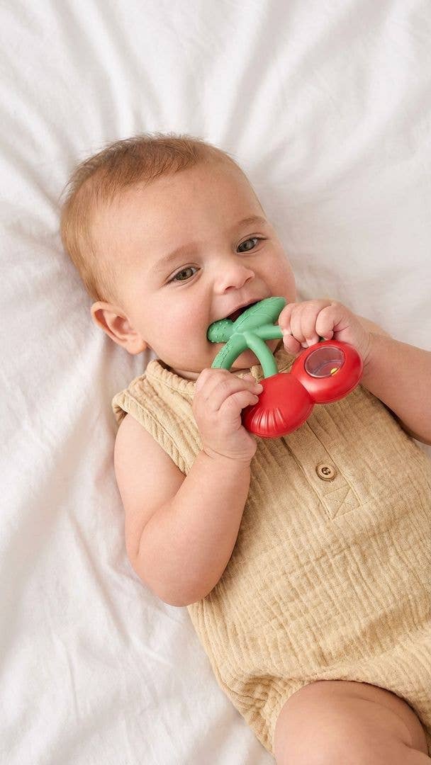 Bitzy Shake™ - Silicone Teether with Rattle: Goose