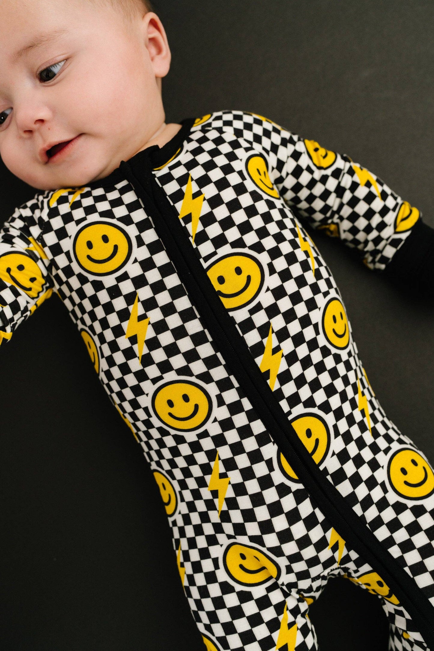 Black Bolt Check Bamboo Sleeper: 3-6M