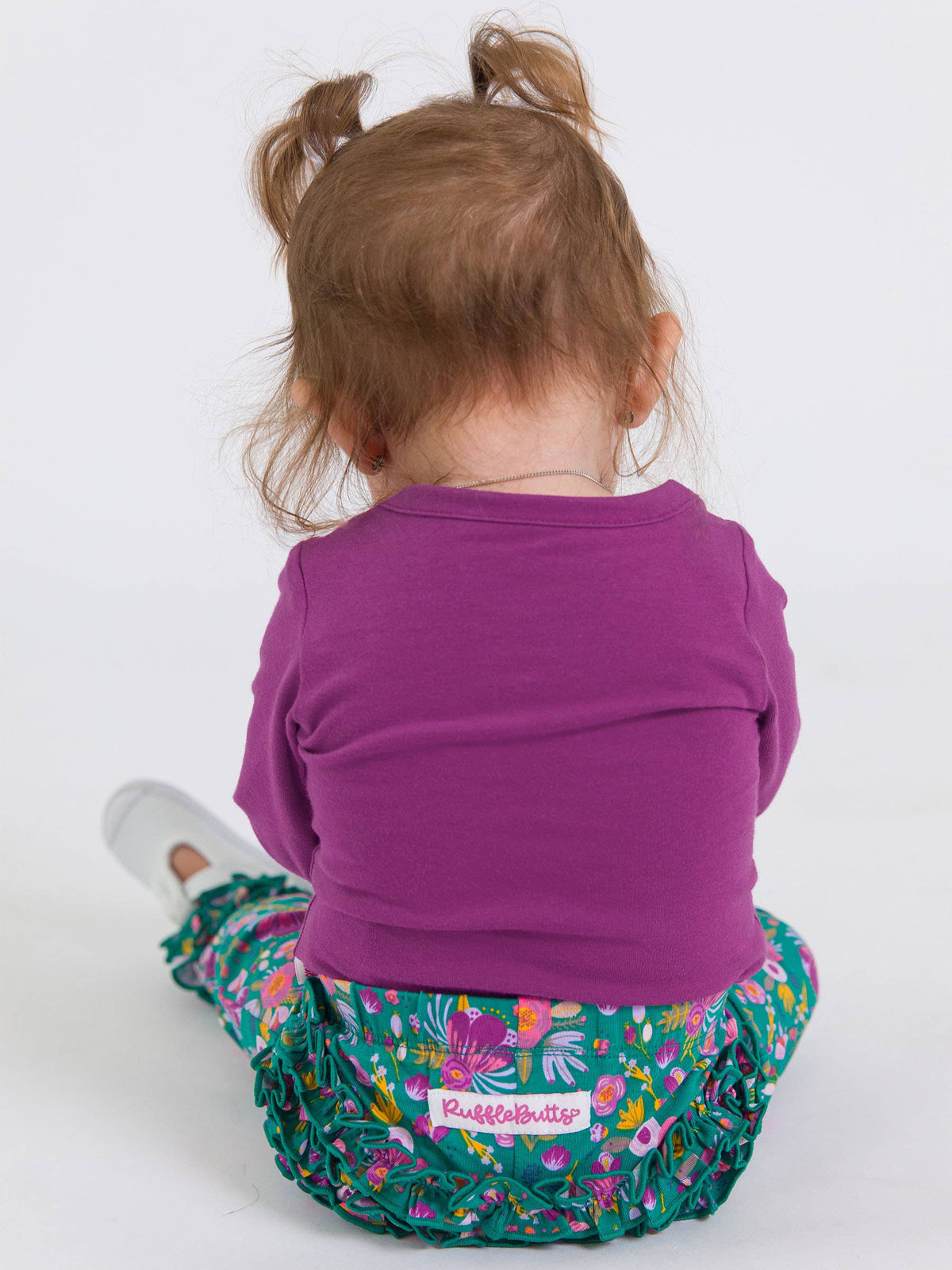 Baby Girls Plum Tart Knit Long Sleeve Ruffle Bodysuit