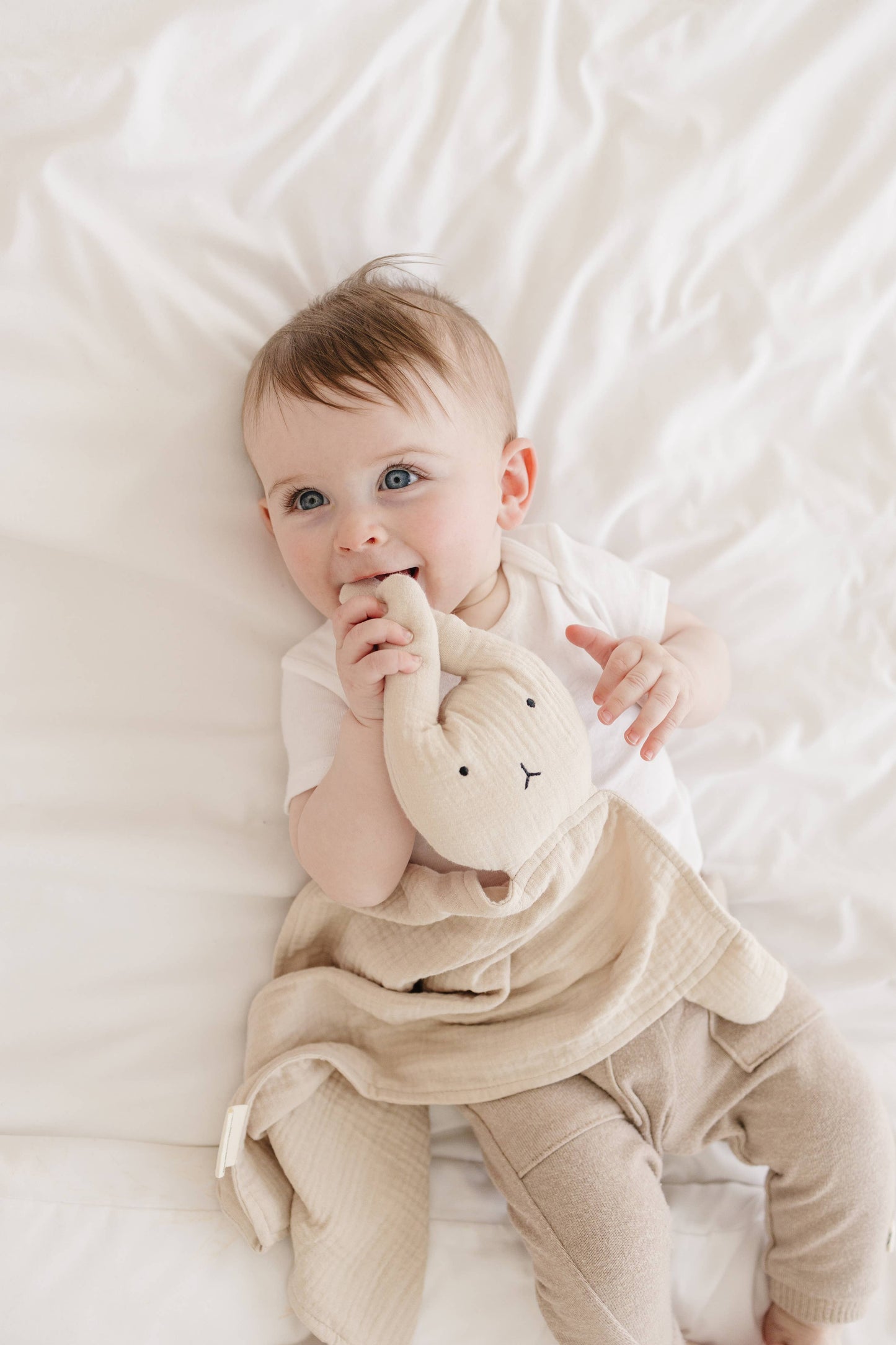Organic Cotton Muslin Natural Sand Bunny Lovey Blanket