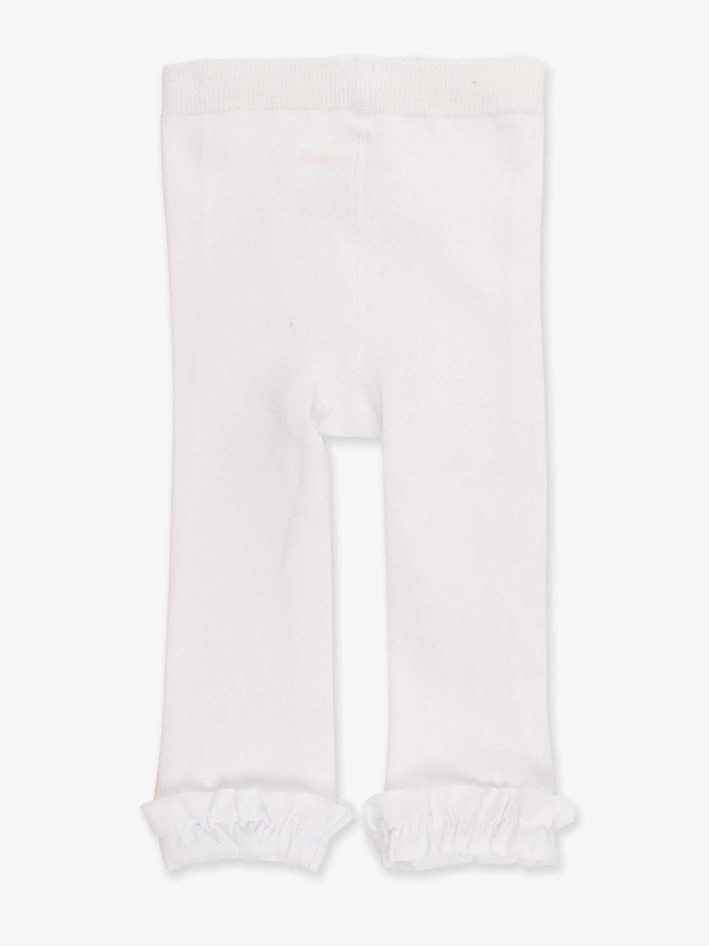 Girls White Footless Ruffle Tights: White