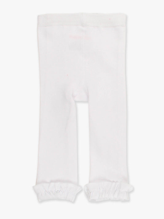 Girls White Footless Ruffle Tights: White
