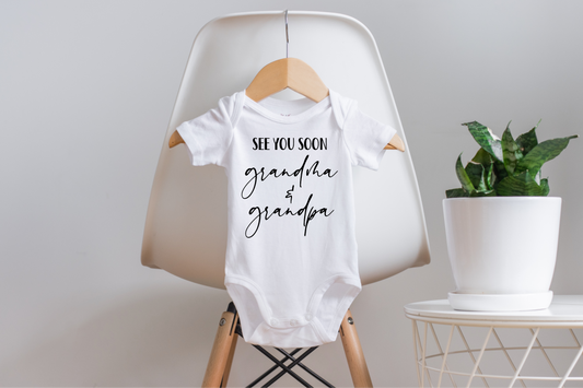 See You Soon Grandma & Grandpa Pregnancy Announcement Onesie: 3-6 MONTHS