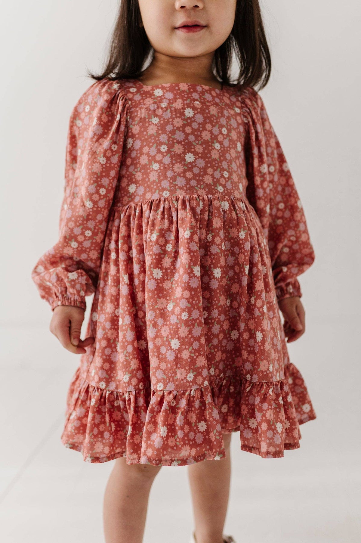 Babysprouts Girl's Long Sleeve Viscose Dress: Tiny Petals