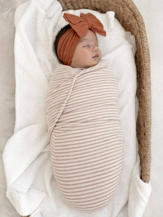 Tan Stripe / Ribbed Swaddle