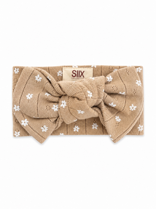 Almond Bloom / Organic Pointelle Bow: 0 - 6 mo.