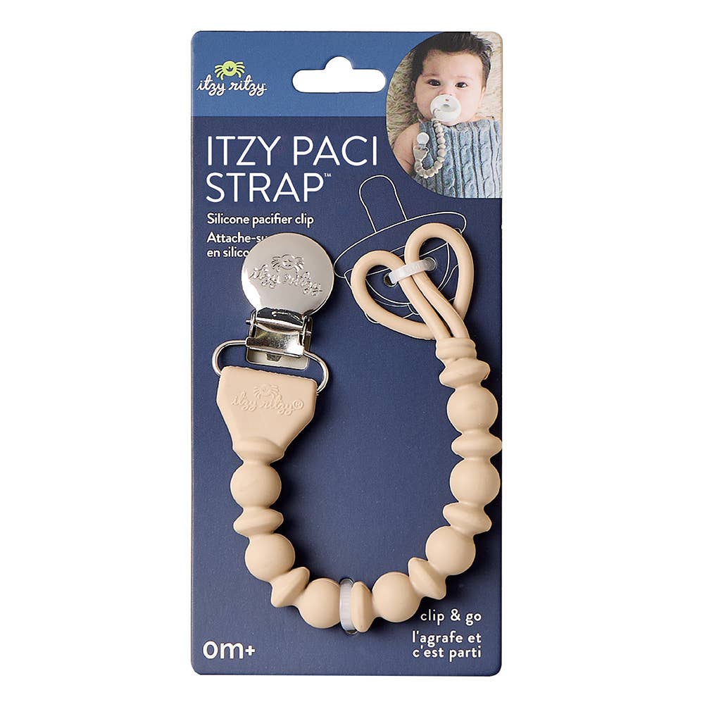 Itzy Paci Strap™ Silicone One-Piece Pacifier Clips: Blue Beaded