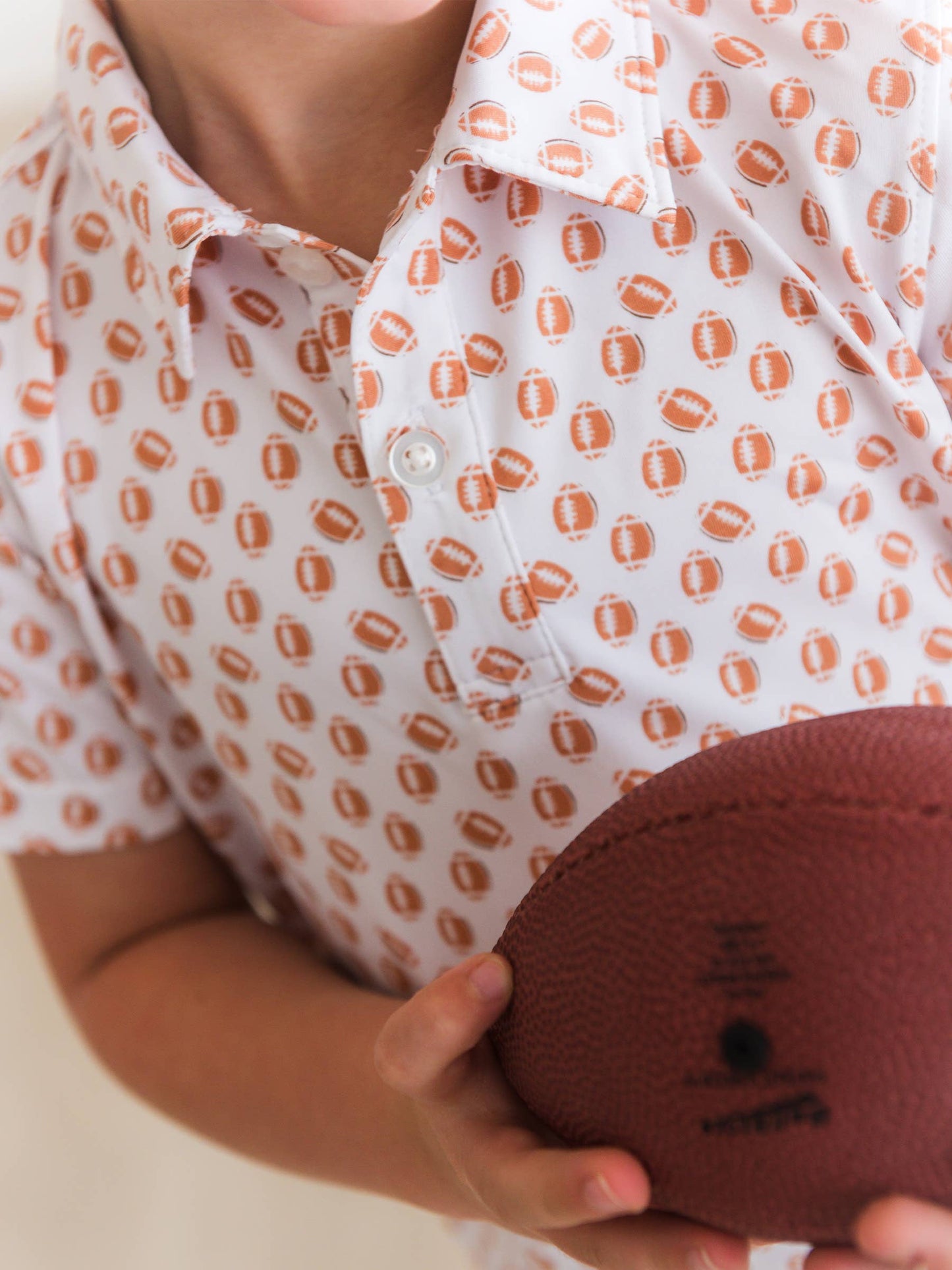 Boys Football Frenzy Knit Short Sleeve Performance Polo: White / 4T