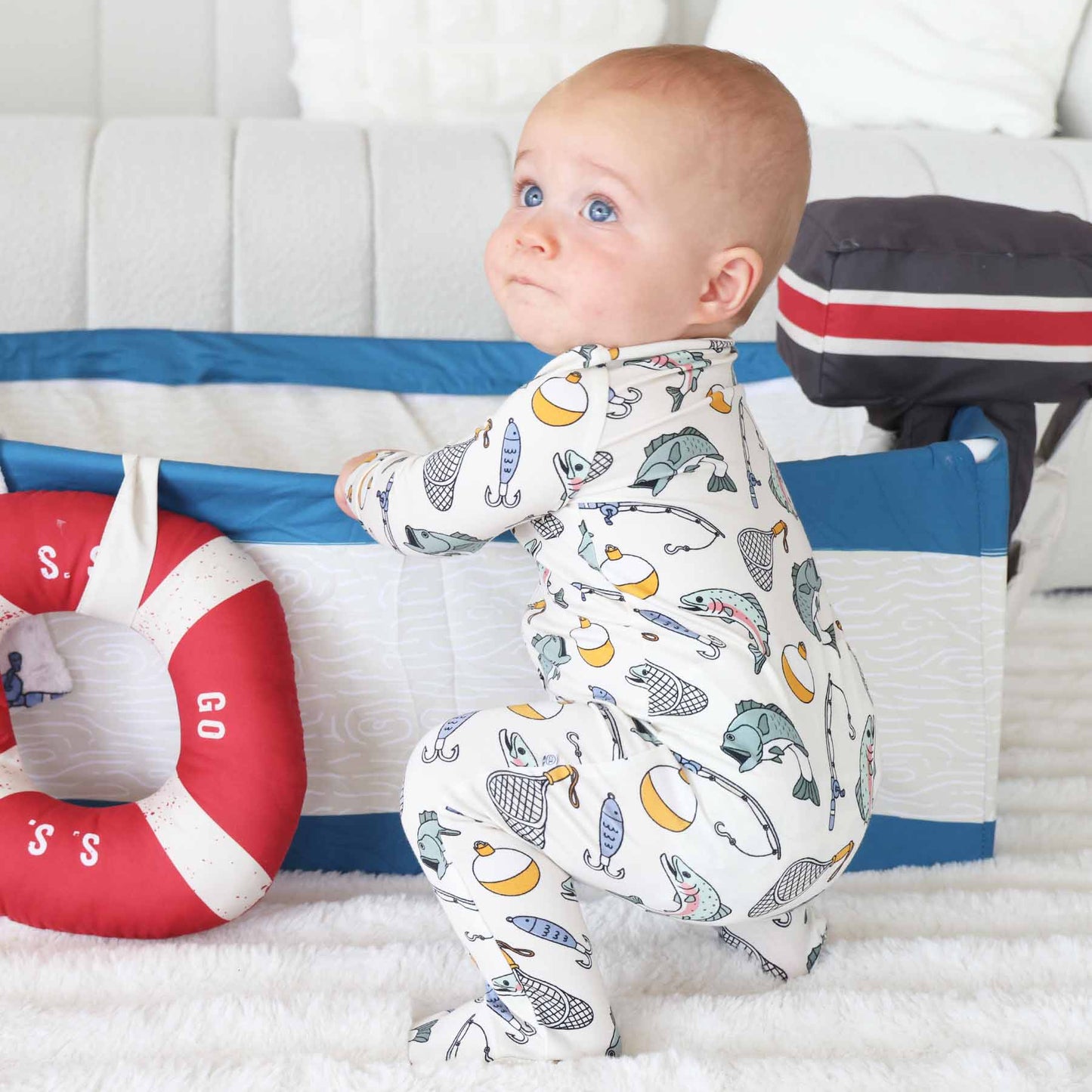 Catch of the Day Zipper Footie: Newborn