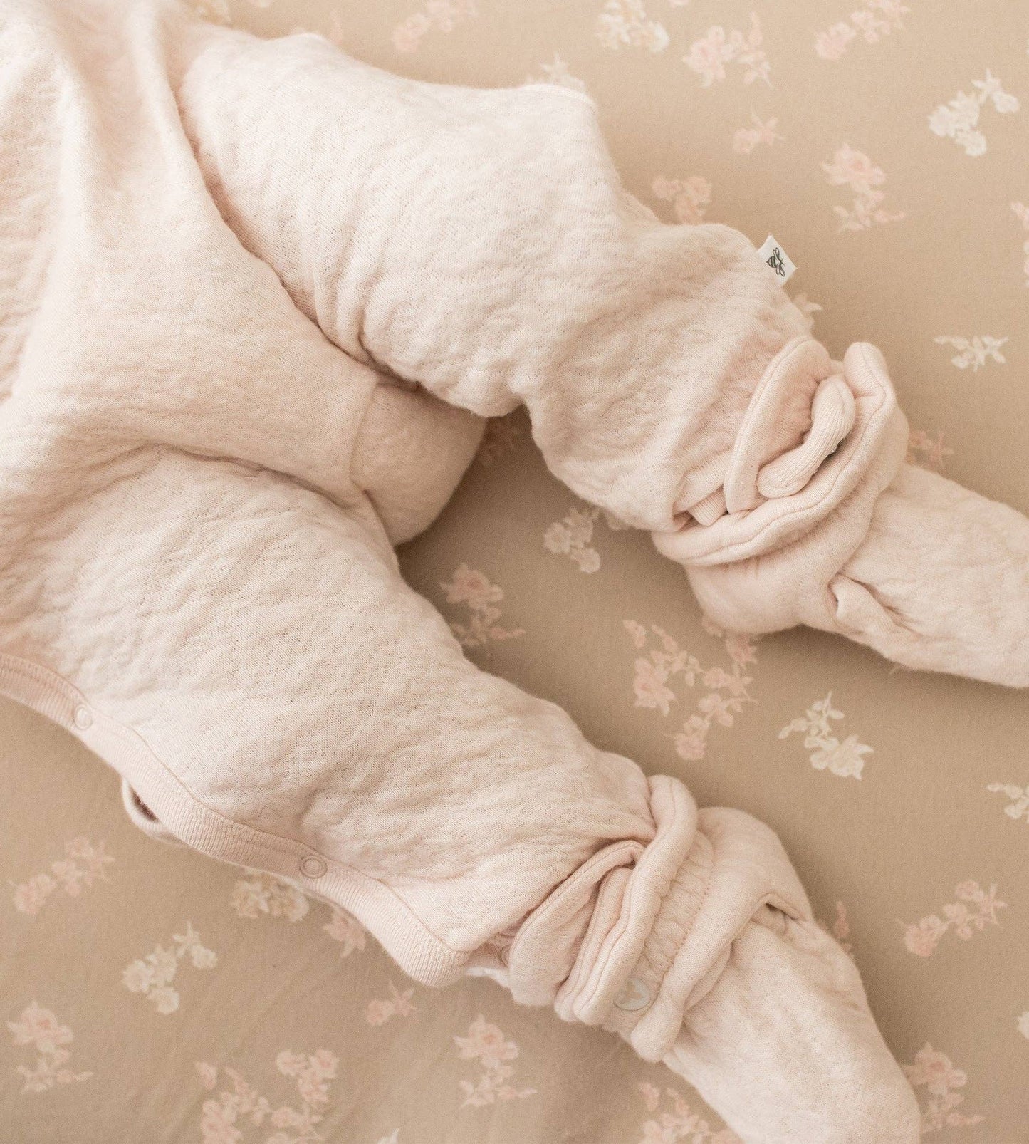 Organic Cotton Quilted Bee Baby Booties - Ranunculus: Ranunculus