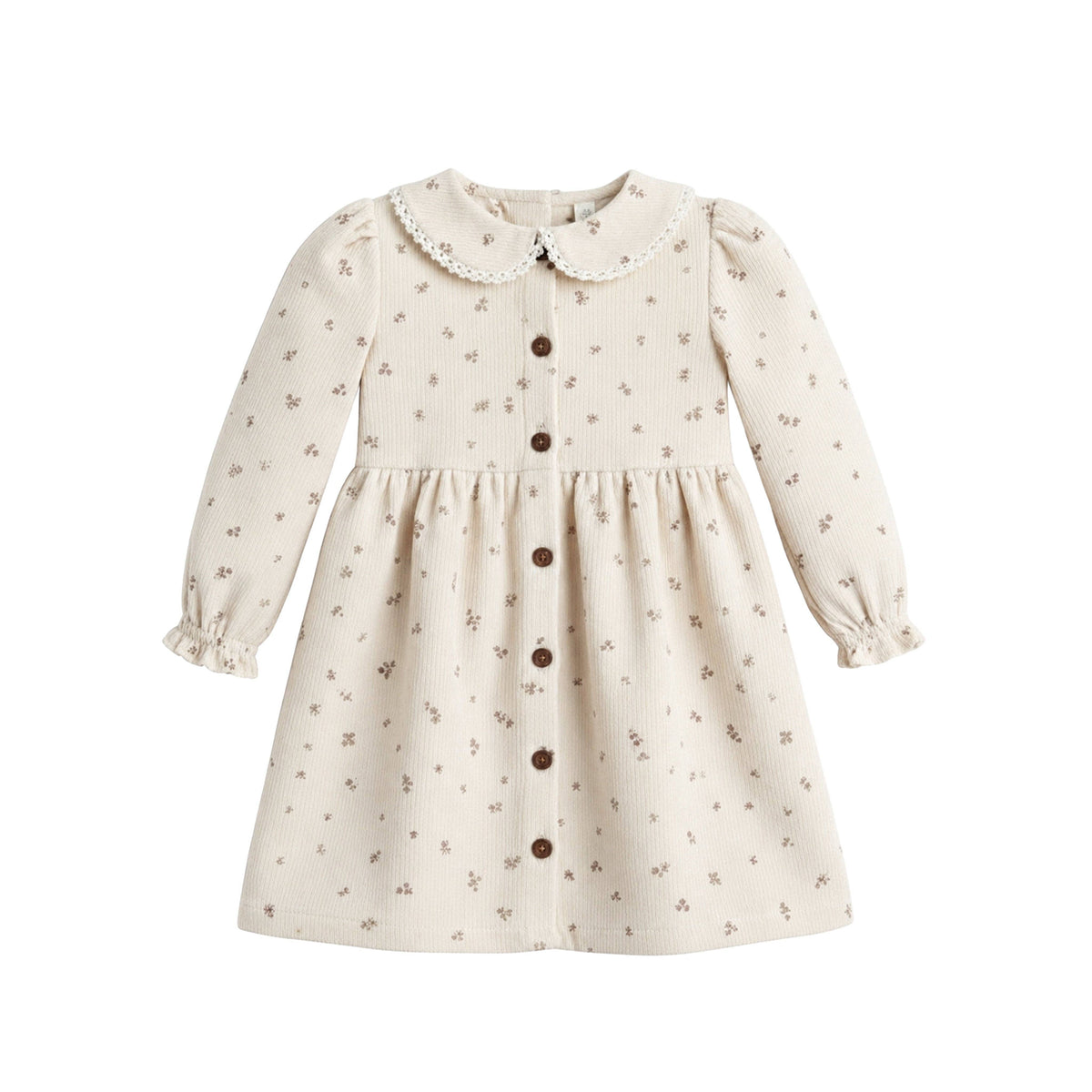 Ginny Fine Corduroy Peter Pan Collar Dress - Tilda Floral Ivory
