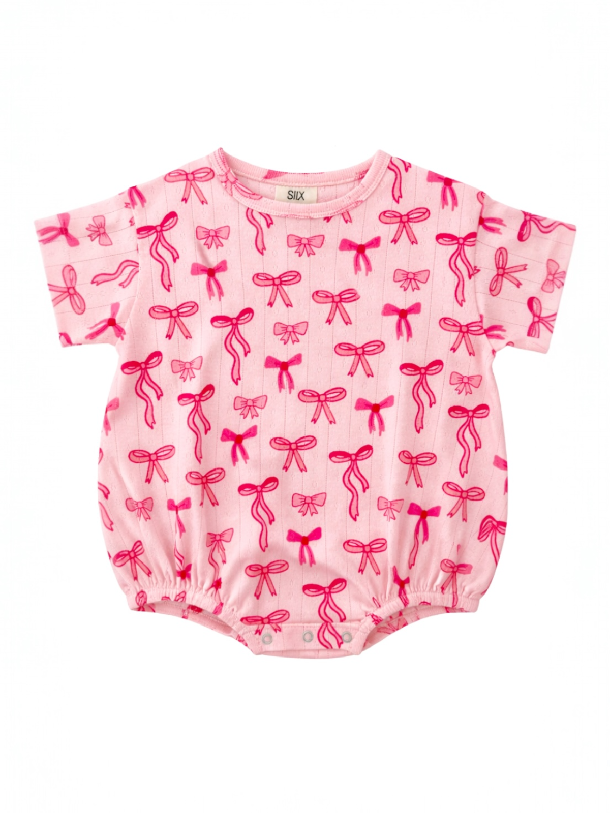 Pink Bows / Organic Pointelle T-Shirt Bubble: 12-18M