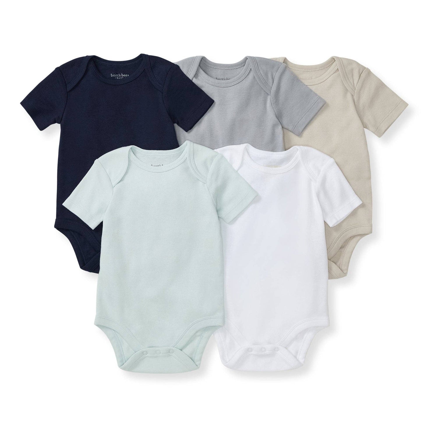 Solid Organic Cotton Short Sleeve Baby Bodysuits 5 Pack - Midnight: Midnight / 6-9 Months