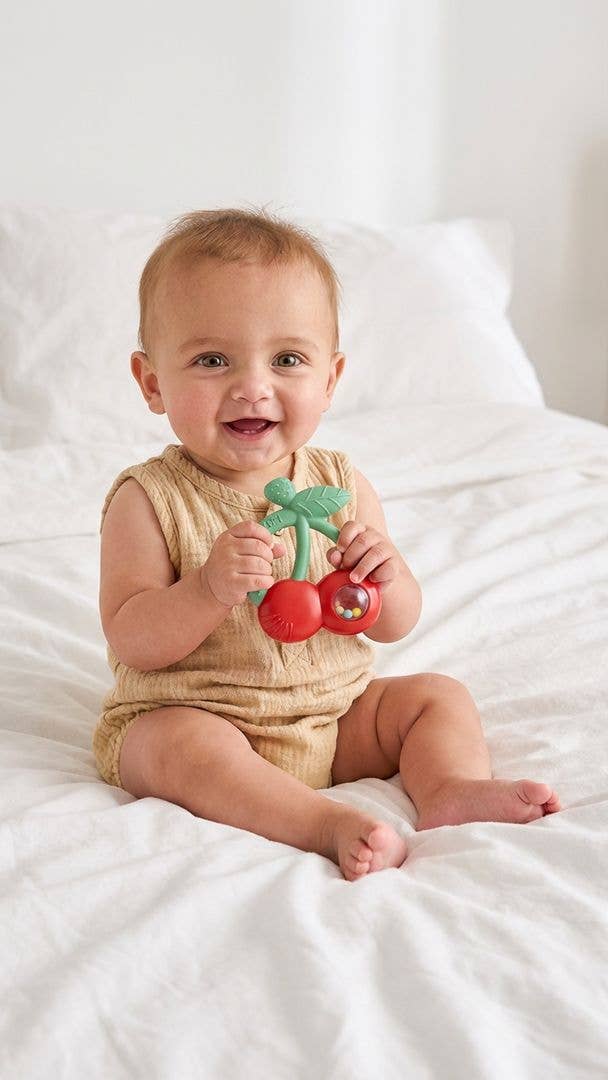 Bitzy Shake™ - Silicone Teether with Rattle: Goose