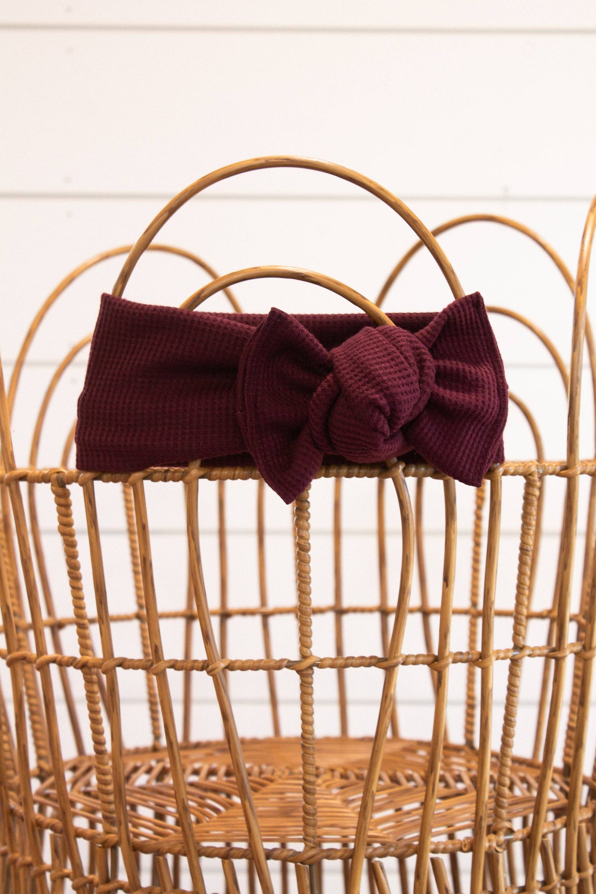 Maroon Waffle Knit + Tie on Headwrap : Baby (0-3months)