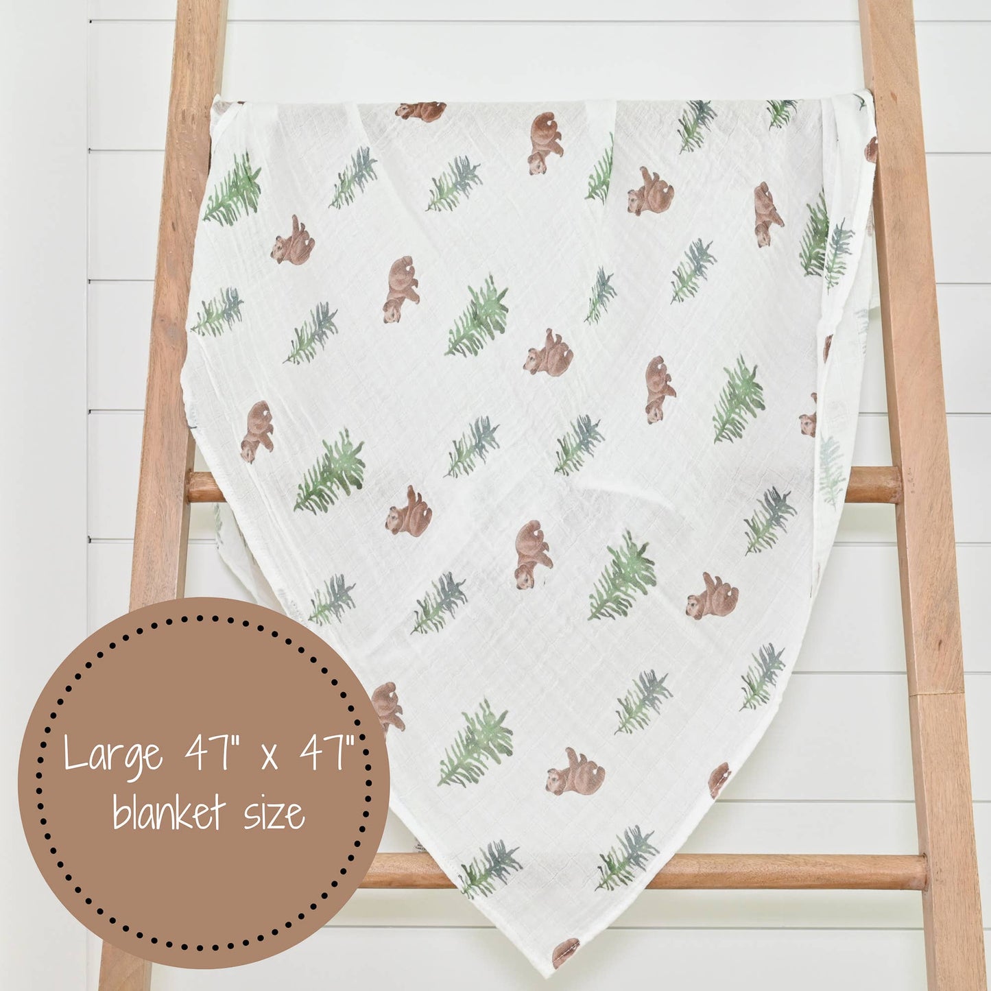 Baby Muslin Swaddle Blanket 47x47 Baby Bear