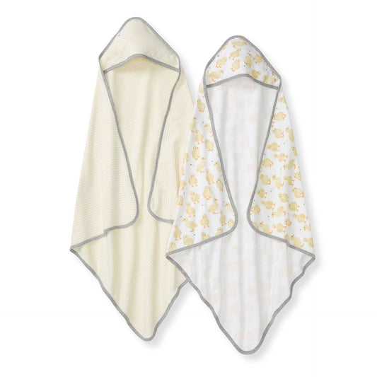 Little Ducks Organic Cotton Hooded Towels 2 Pack: Double Cream / One Size