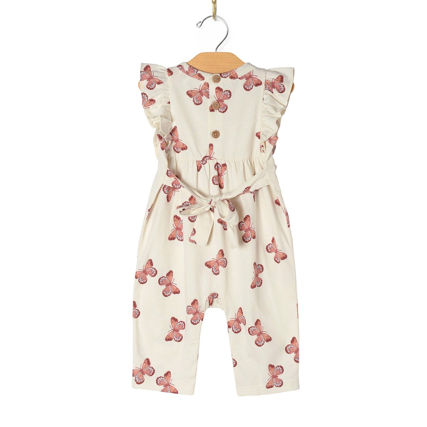 Baby Spring Flutter Long Romper- Butterflies: 0-3m